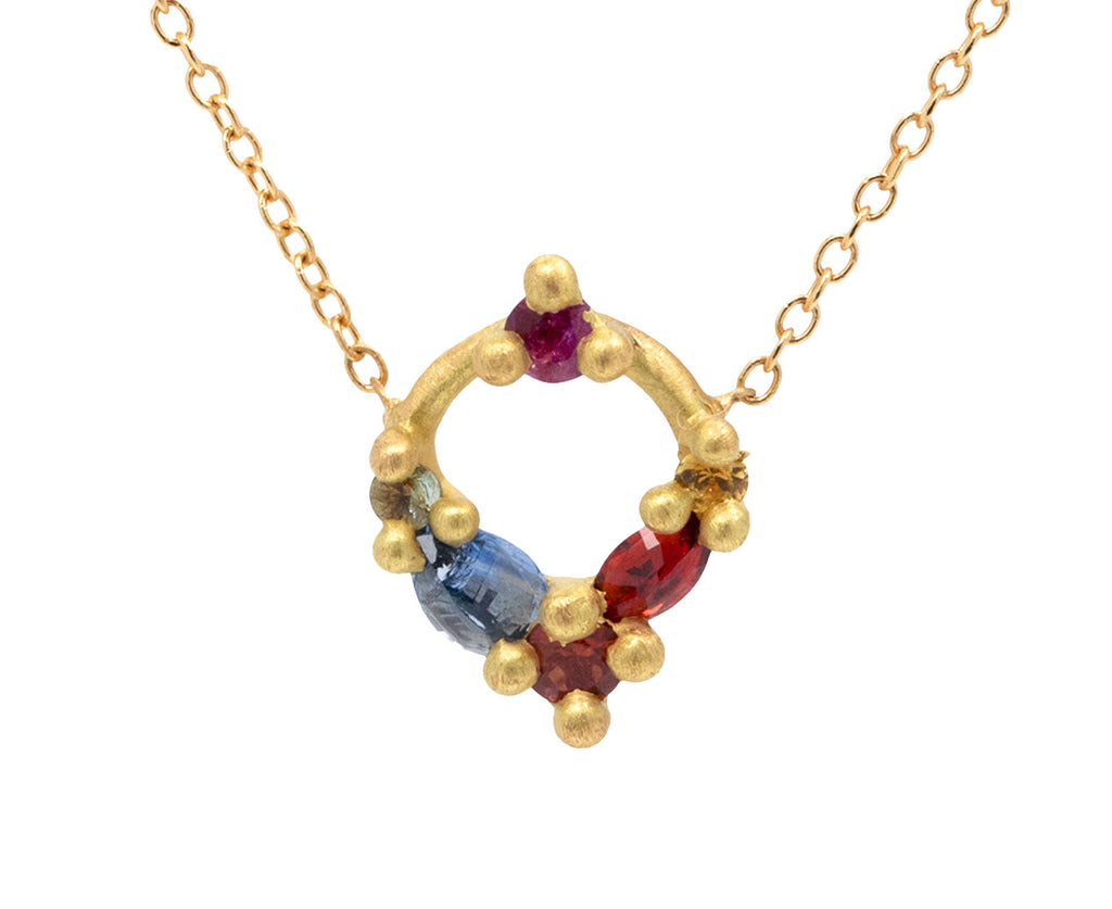 Rainbow Sapphire Des Gouttes de Roses Pendant Necklace - TWISTonline 