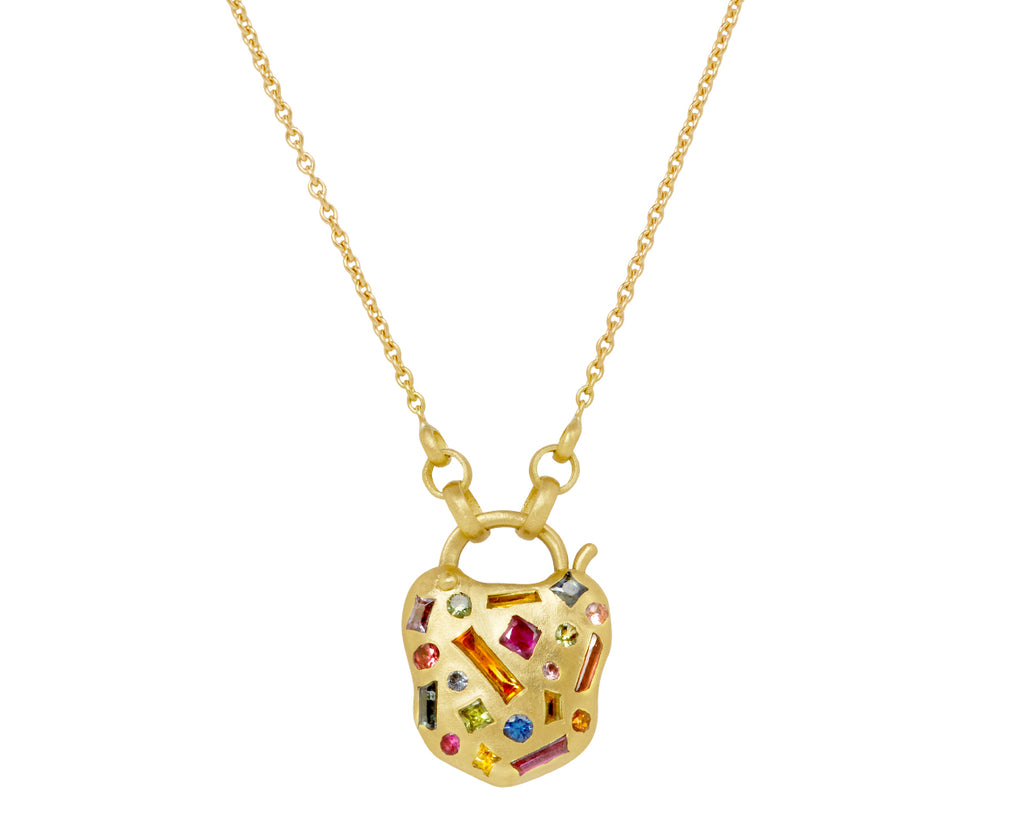 Small Double Sided Harlequin & Monochrome Gemini Confetti Padlock Necklace