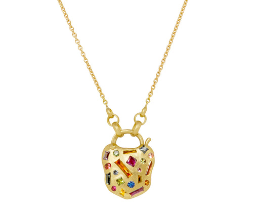 Small Double Sided Harlequin & Monochrome Gemini Confetti Padlock Necklace