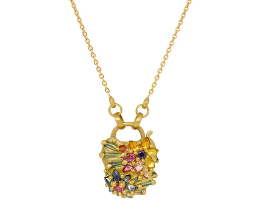 Polly Wales Small Rainbow Daisy Garland Padlock Pendant Necklace