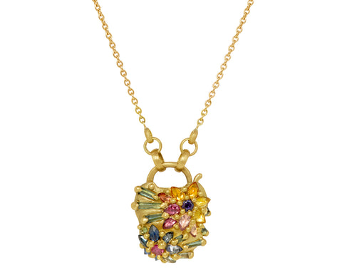 Polly Wales Small Rainbow Daisy Garland Padlock Pendant Necklace