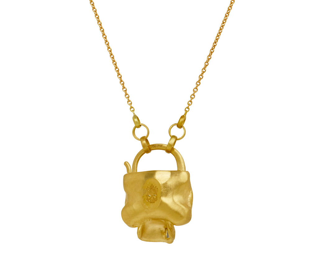 Diamond Snaggletooth Skull Padlock Necklace