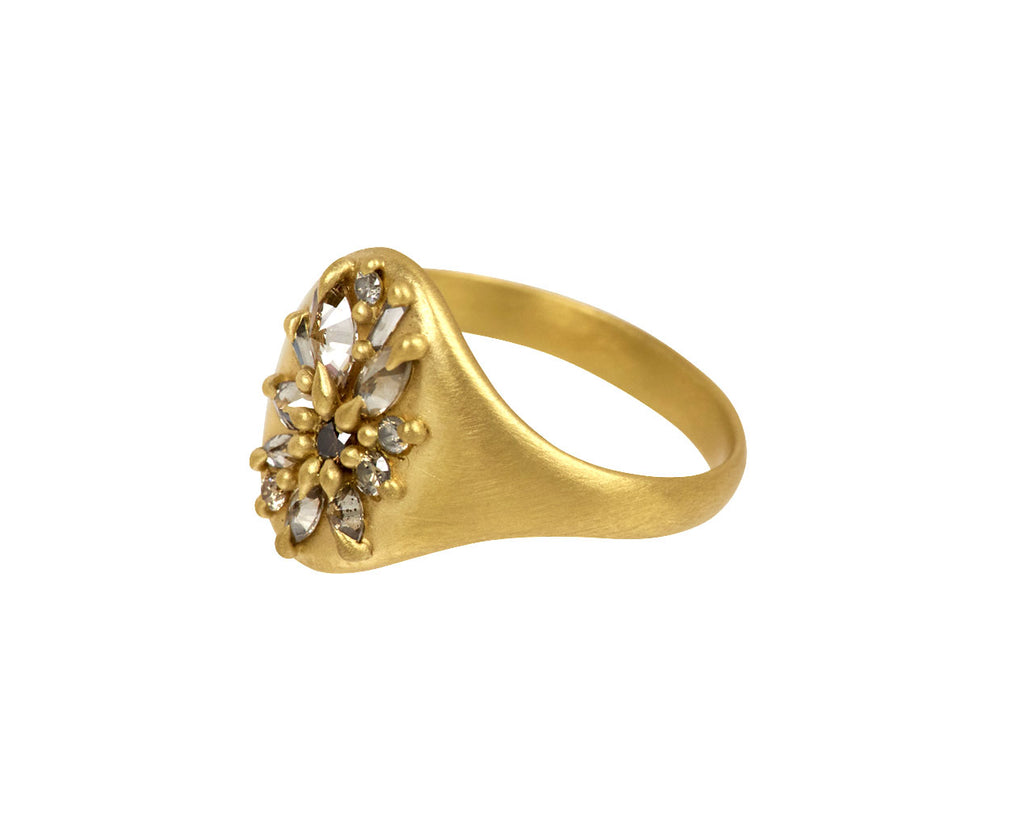Cognac Diamond Lotus Signet Ring - TWISTonline 