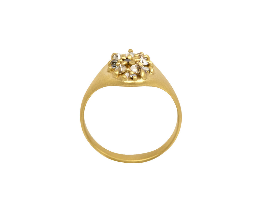 Cognac Diamond Lotus Signet Ring - TWISTonline 