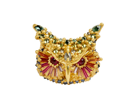 Rainbow Athene Owl Ring
