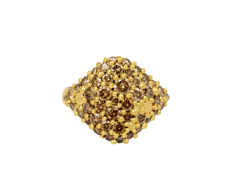 Cognac Diamond River Signet Ring