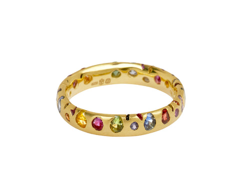 Round Rainbow Sapphire Confetti Ring