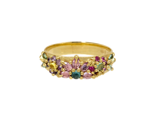 Rainbow Daisy Pinched Garland Ring