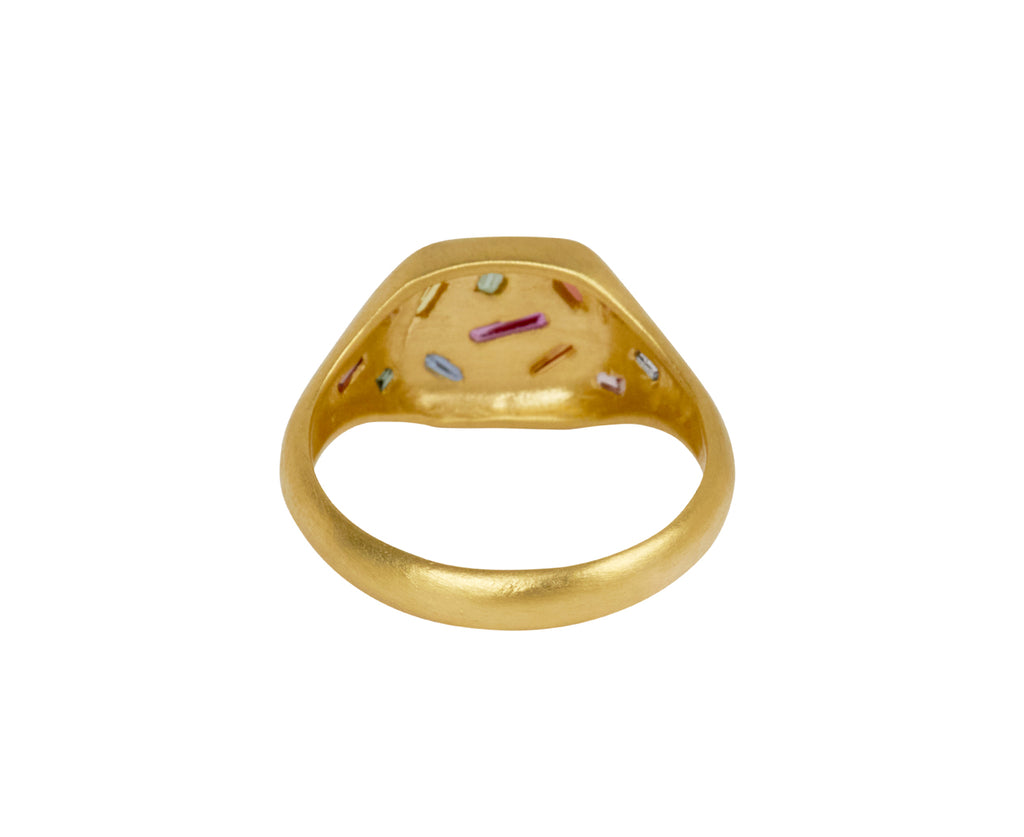 Rainbow Baguette Square Signet Ring