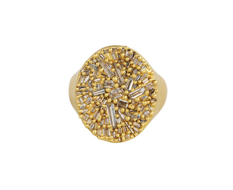 Polly Wales Diamond Starburst Signet Ring