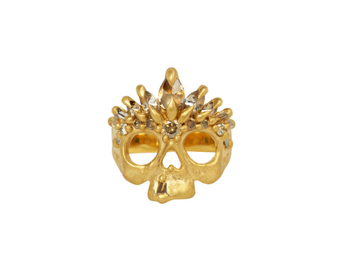 Extra Small Cognac Diamond Titania Skull Pinky Ring - TWISTonline 