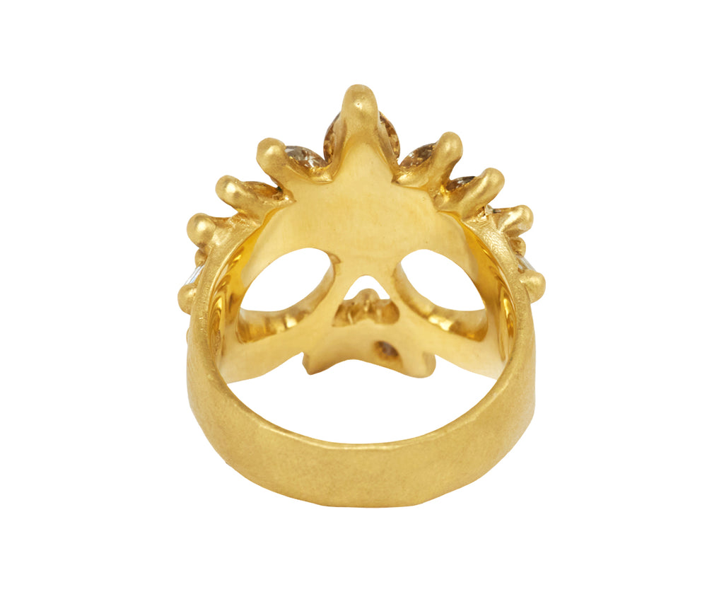 Extra Small Cognac Diamond Titania Skull Pinky Ring - TWISTonline 