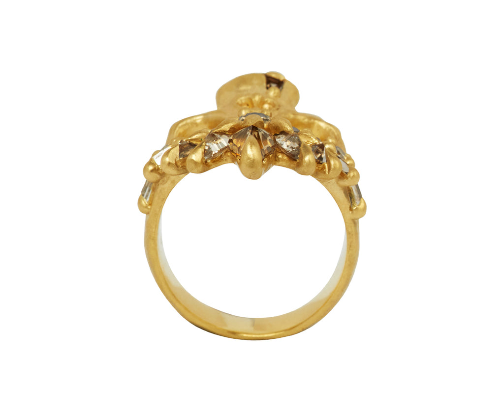 Extra Small Cognac Diamond Titania Skull Pinky Ring - TWISTonline 