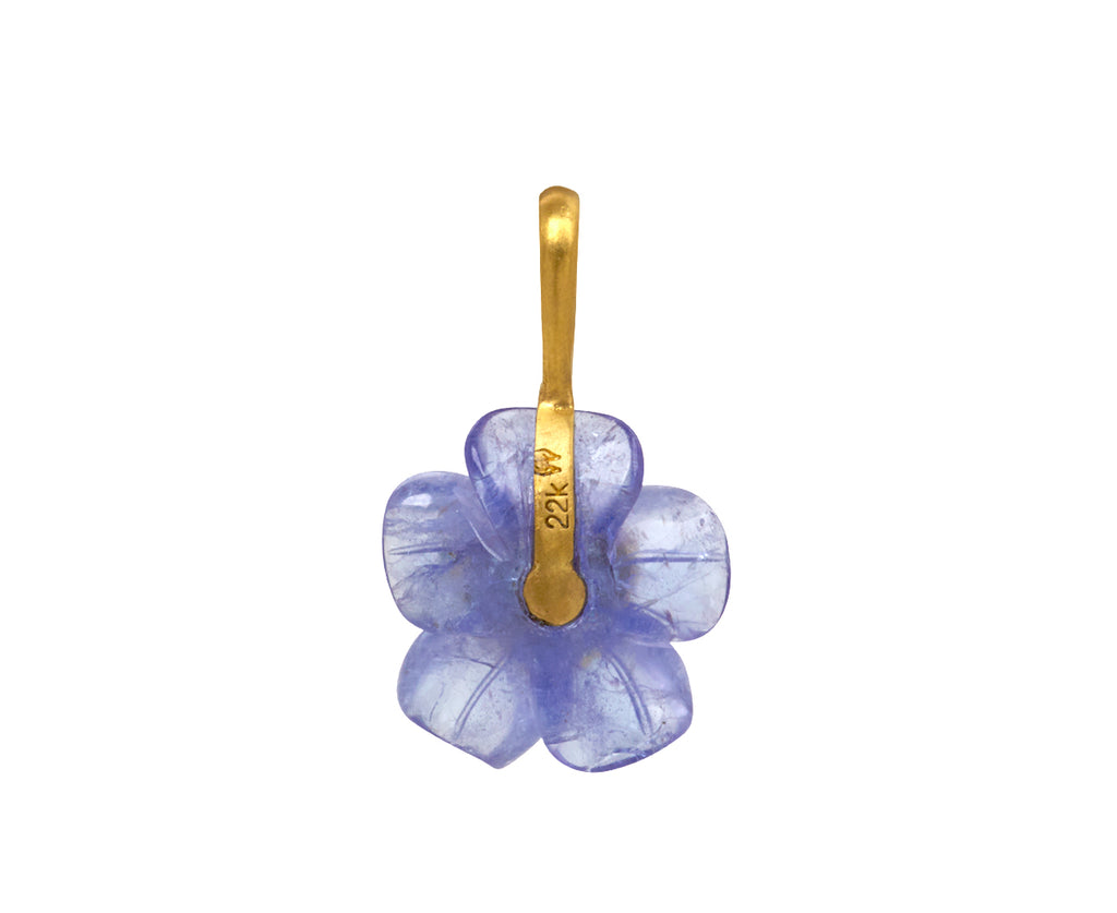 Tanzanite and Aquamarine Jeweled Flower Charm Pendant ONLY