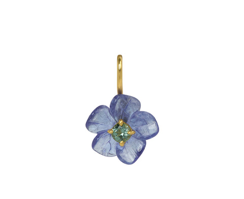 Tanzanite and Tourmaline Jeweled Flower Charm Pendant ONLY