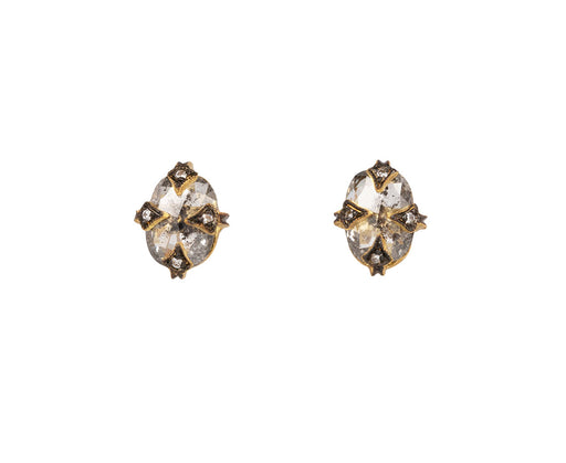 Cathy Waterman Rustic Diamond Antique Prong Stud Earrings