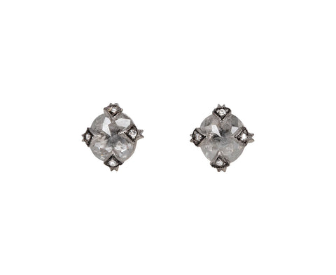 Platinum Rustic Diamond Stud Earrings
