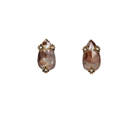 Pear Shaped Rustic Diamond Antique Prong Stud Earrings