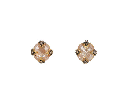 Round Rustic Diamond Stud Earrings