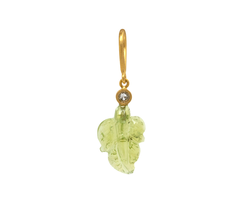 4.16ct Green Tourmaline/0.10ct B&W Diamond Leaf Charm