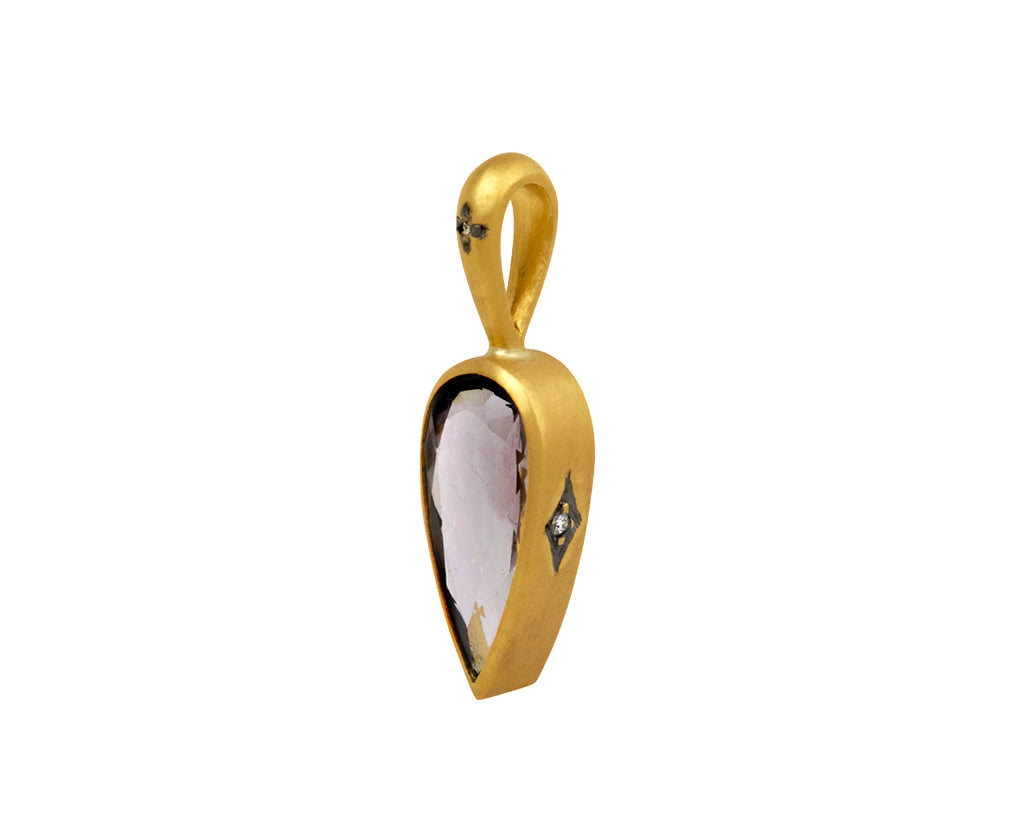 Teardrop Gray Lilac Tourmaline Charm Pendant ONLY