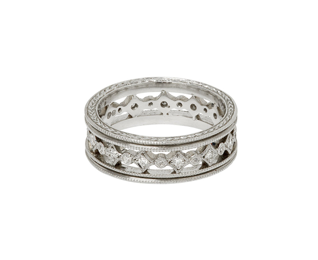 Platinum Double Milgrain Geometric Band - TWISTonline 