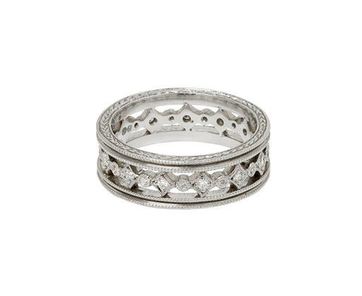 Platinum Double Milgrain Geometric Band - TWISTonline 