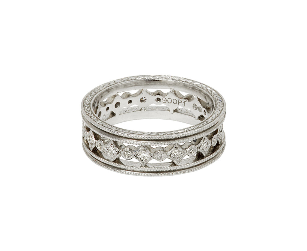 Platinum Double Milgrain Geometric Band - TWISTonline 