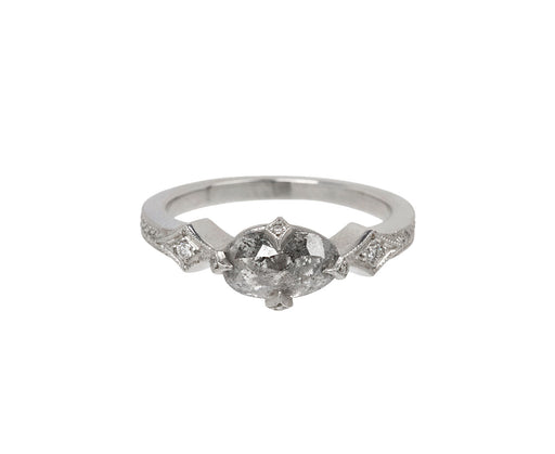 Cathy Waterman Gray Diamond Antique Prong Solitaire