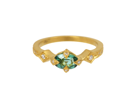 Green Tourmaline Antique Prong Ring