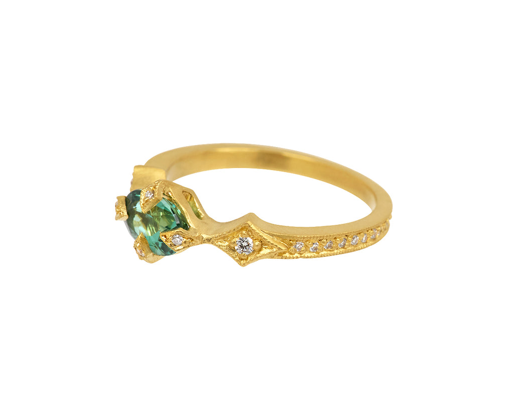 Green Tourmaline Antique Prong Ring