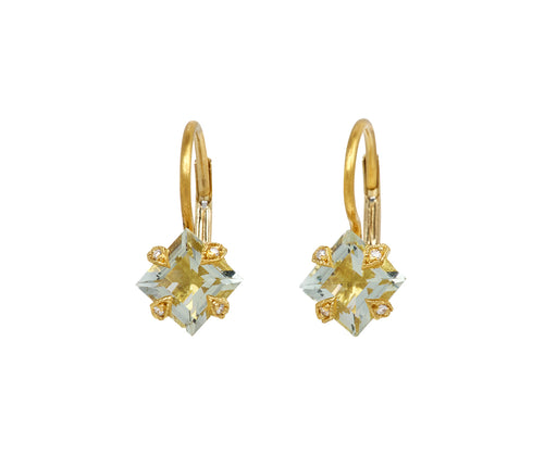 White Topaz Square Thorn Earrings
