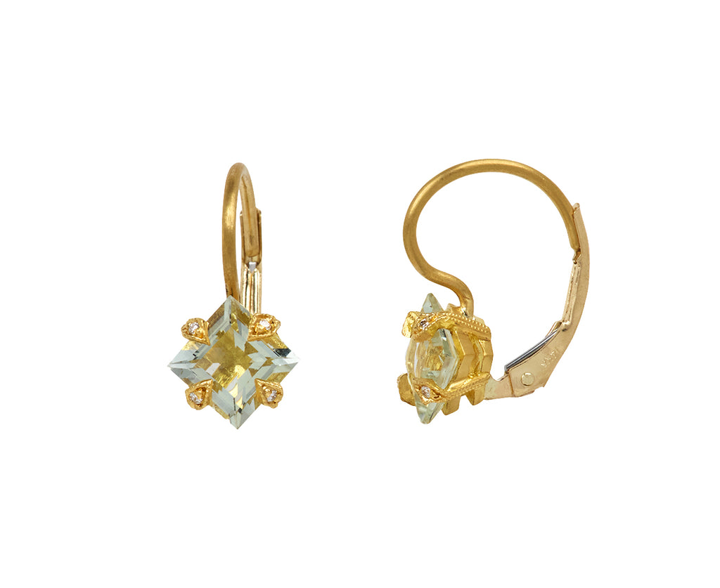 White Topaz Square Thorn Earrings