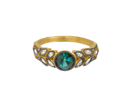 Green Tourmaline and Diamond Small Garland Ring