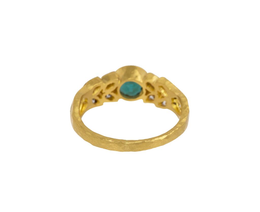 Green Tourmaline and Diamond Small Garland Ring