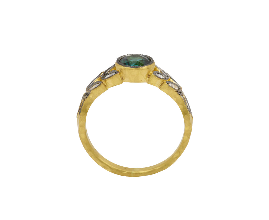Green Tourmaline and Diamond Small Garland Ring