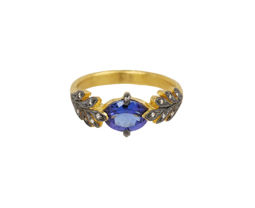 Tanzanite Leaf Side Ring