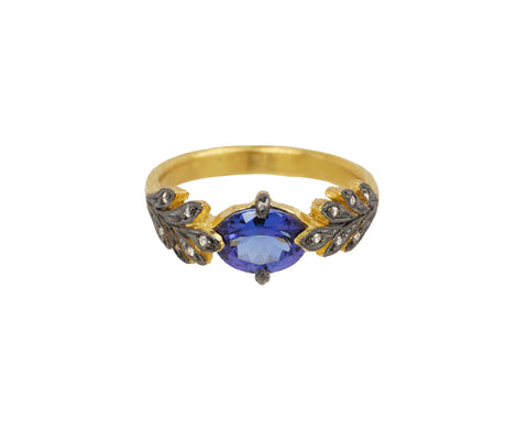 Tanzanite Leaf Side Ring