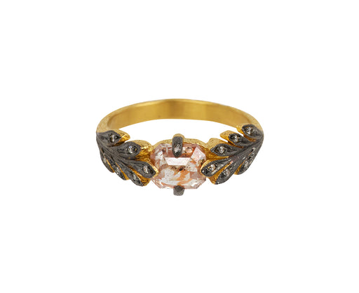 Rustic Diamond Leaf Side Ring