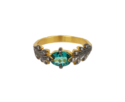 Indicolite Tourmaline Leaf Side Ring