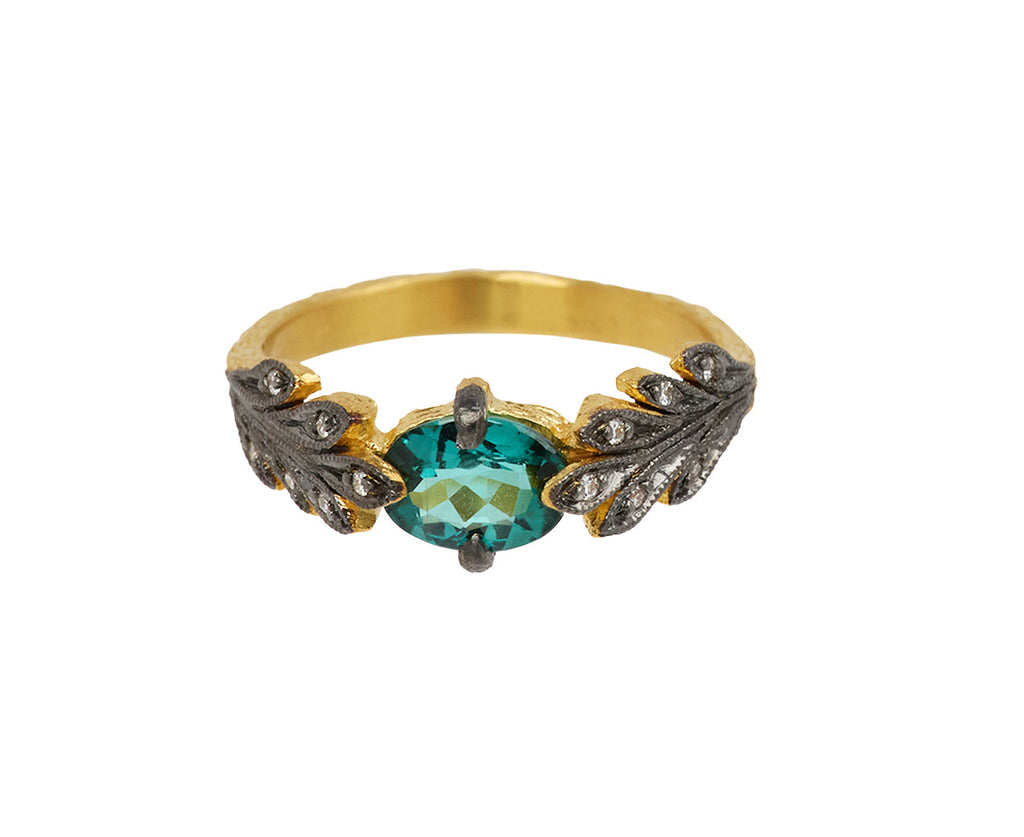 Cathy Waterman Indicolite Tourmaline Leaf Side Ring