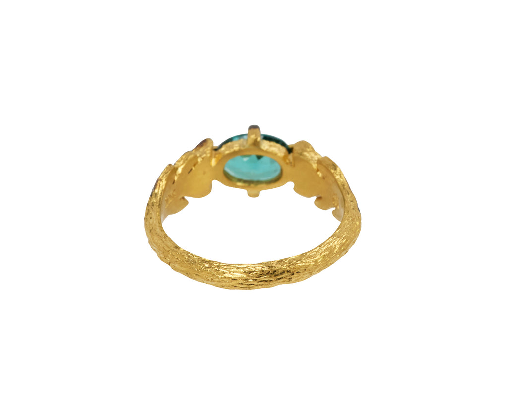 Indicolite Tourmaline Leaf Side Ring