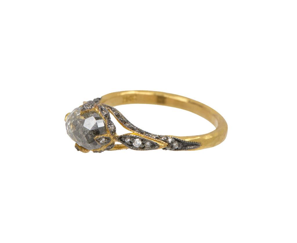 Rose Cut Diamond Petal Side Ring