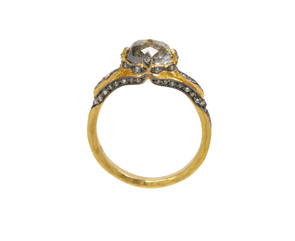 Rose Cut Diamond Petal Side Ring
