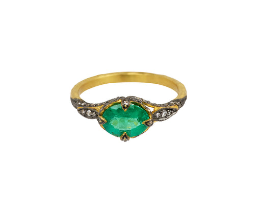 Emerald Petal Side Ring