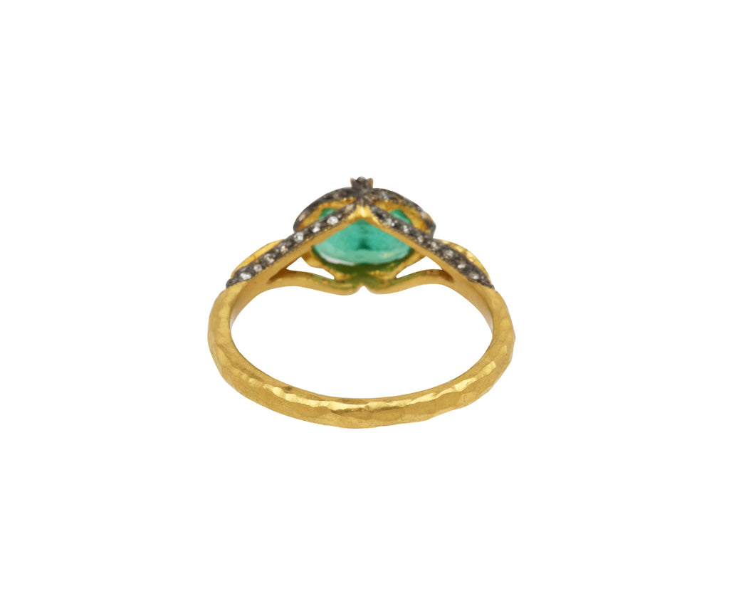 Emerald Petal Side Ring