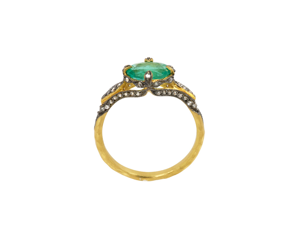 Emerald Petal Side Ring
