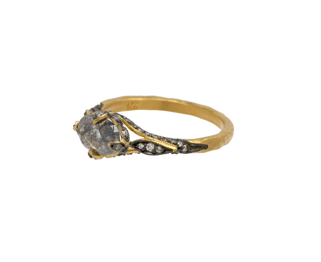 Rustic Diamond Petal Side Ring
