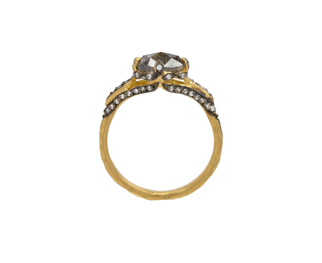 Rustic Diamond Petal Side Ring