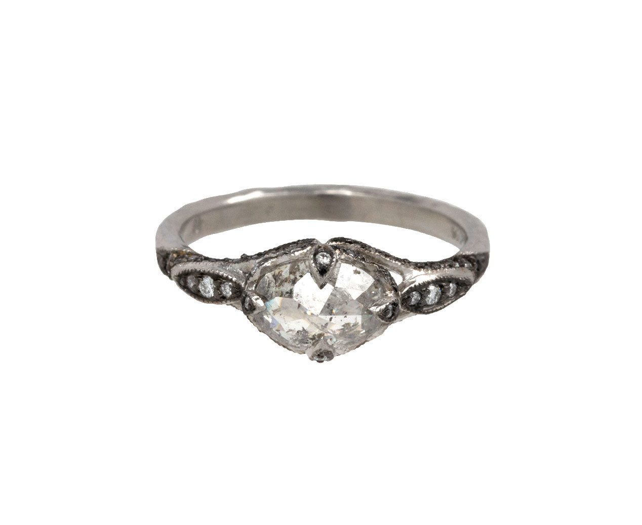 Cathy Waterman Platinum Rose Cut Diamond Petal Side Ring